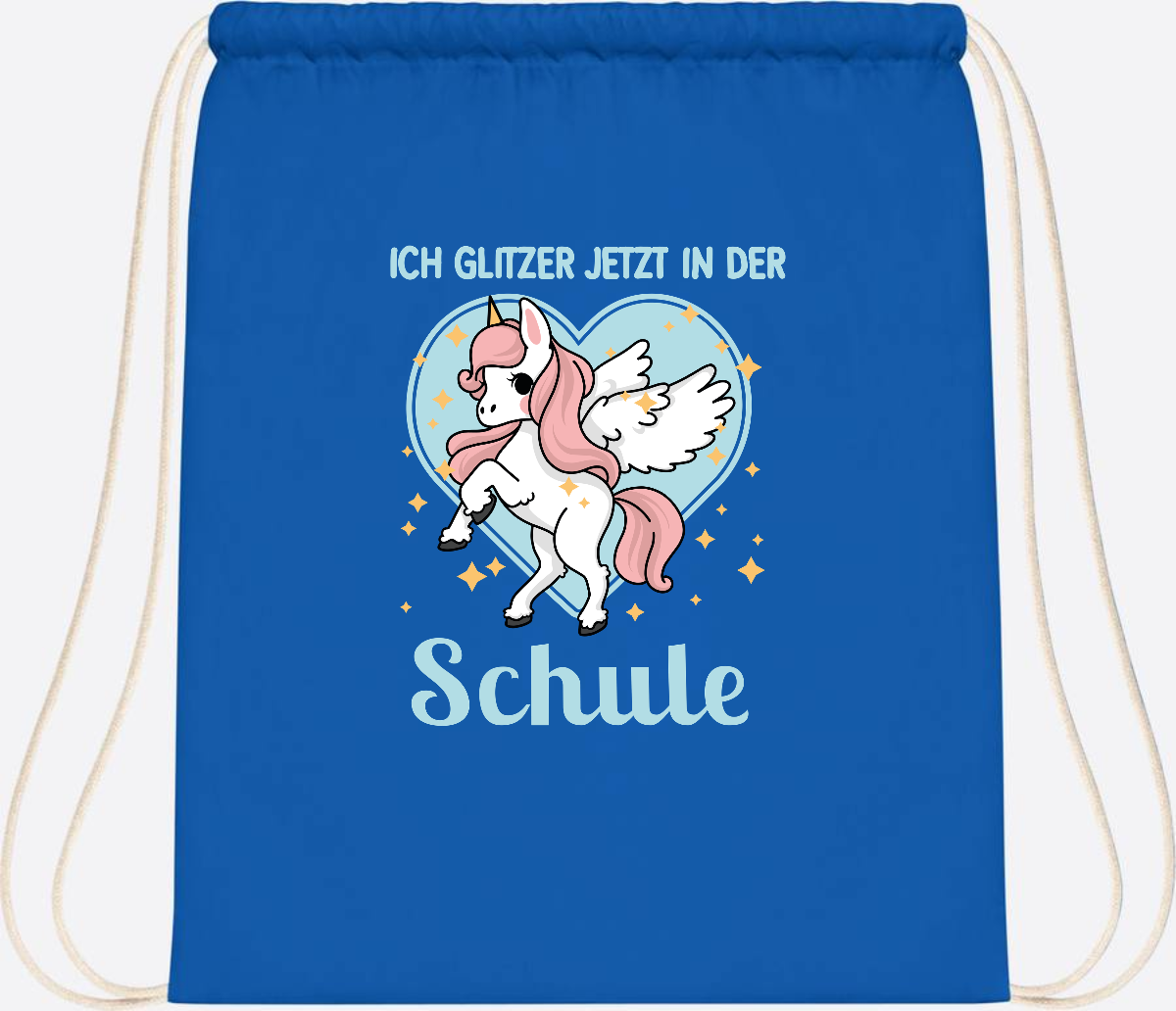 Turnbeutel Einhorn: Ich glitzer in der Schule - mit Wunschnamen - Sapphire Blue