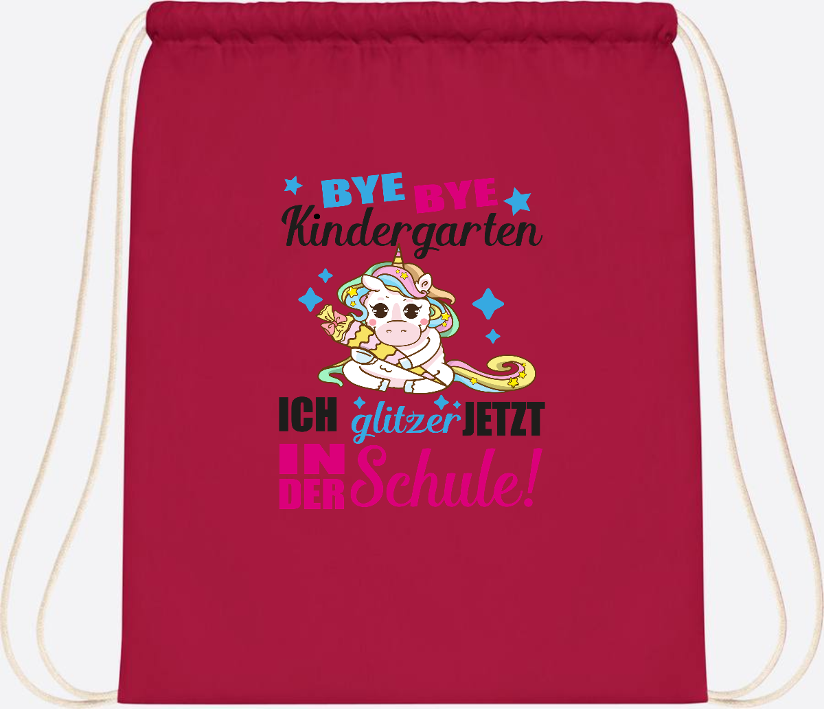 Turnbeutel Einhorn – Ich glitzer jetzt in der Schule mit Name - Classic Red