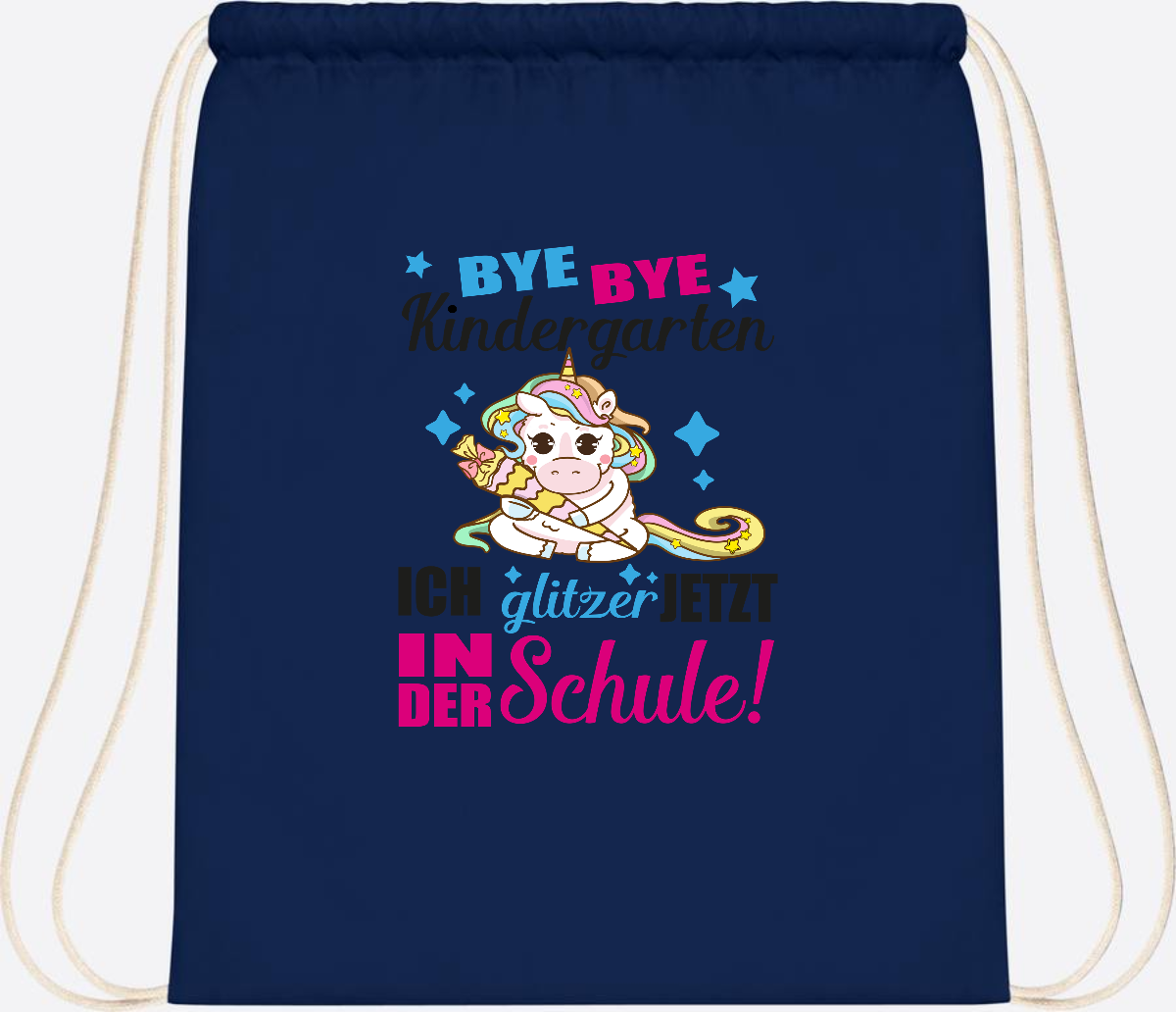 Turnbeutel Einhorn – Ich glitzer jetzt in der Schule mit Name - French Navy