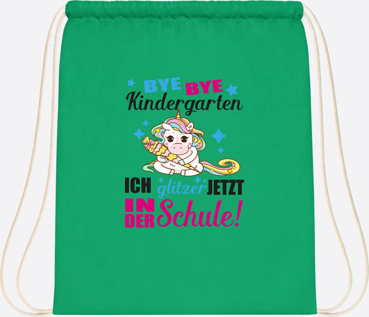 Turnbeutel Einhorn – Ich glitzer jetzt in der Schule mit Name - Kelly Green