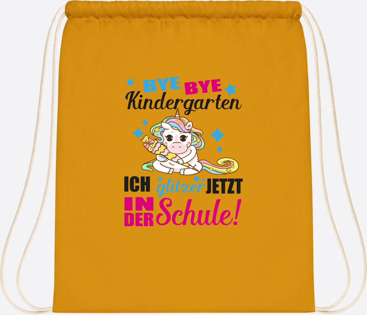 Turnbeutel Einhorn – Ich glitzer jetzt in der Schule mit Name - Mustard