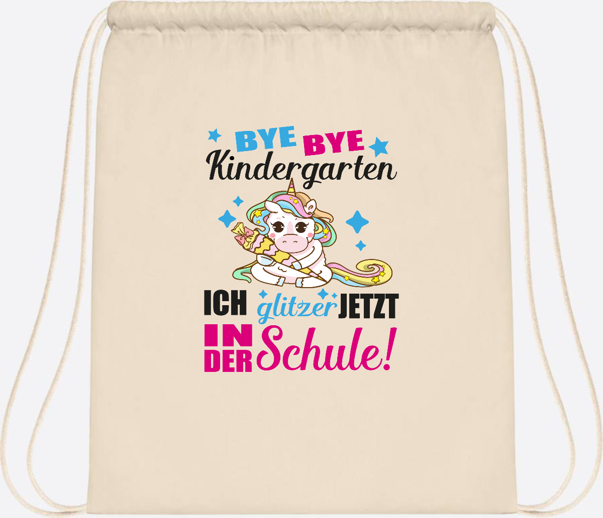 Turnbeutel Einhorn – Ich glitzer jetzt in der Schule mit Name - Natural
