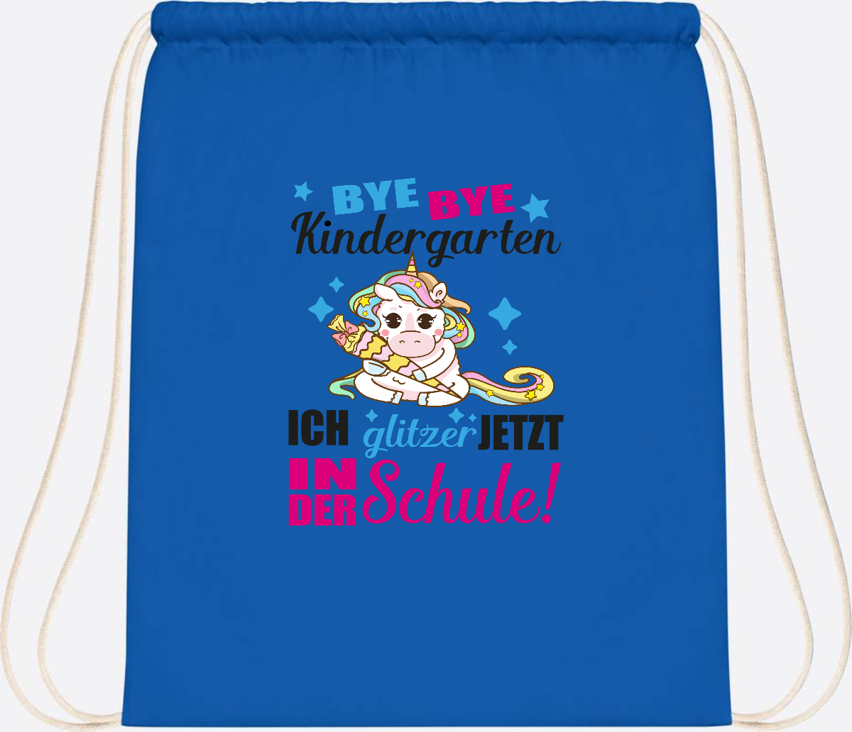Turnbeutel Einhorn – Ich glitzer jetzt in der Schule mit Name - Sapphire Blue