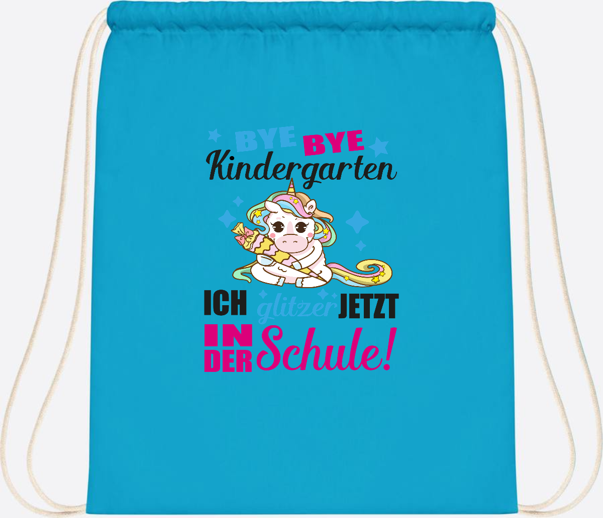 Turnbeutel Einhorn – Ich glitzer jetzt in der Schule mit Name - Surf Blue