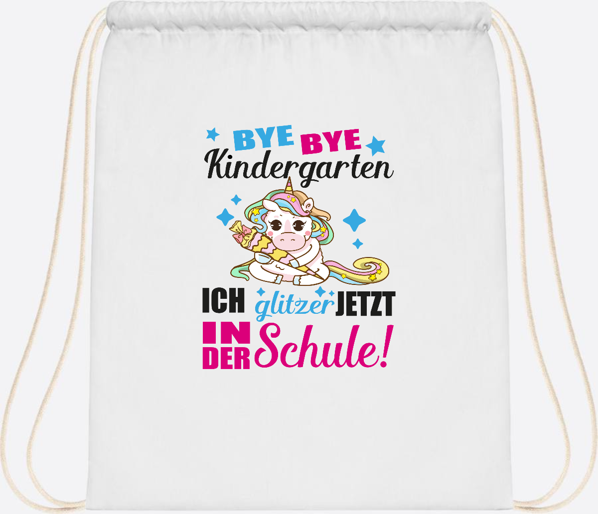 Turnbeutel Einhorn – Ich glitzer jetzt in der Schule mit Name - White
