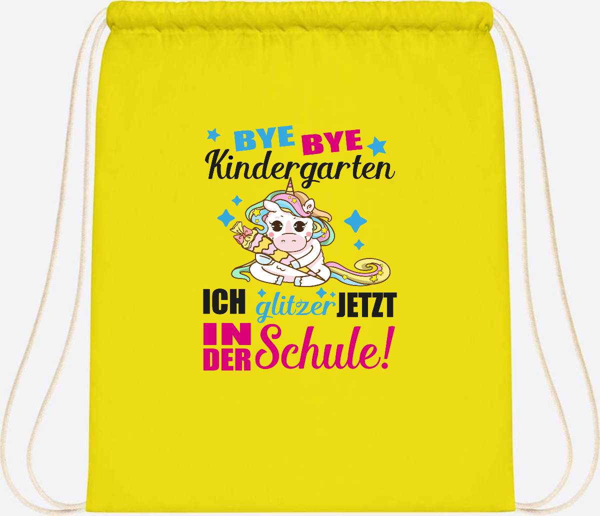 Turnbeutel Einhorn – Ich glitzer jetzt in der Schule mit Name - Yellow