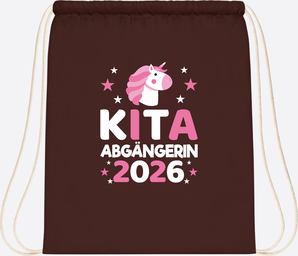 Turnbeutel Einhorn Kita Abgängerin 2026 – Personalisiert - Chocolate