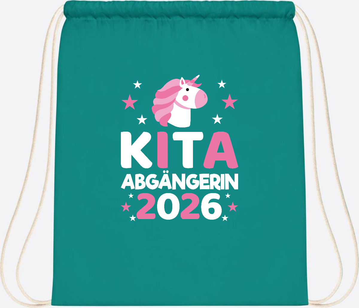 Turnbeutel Einhorn Kita Abgängerin 2026 – Personalisiert - Emerald