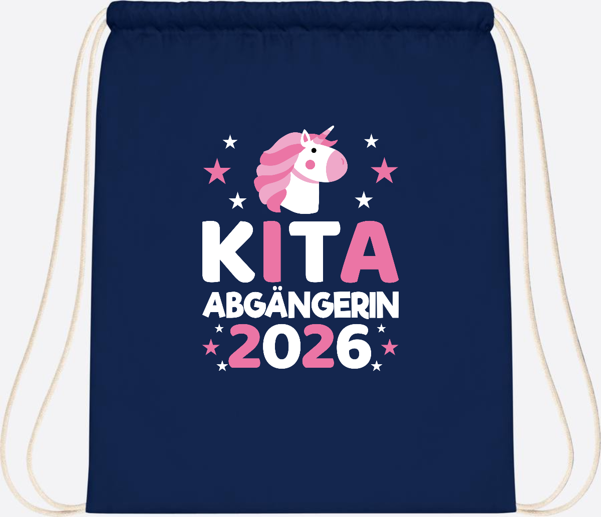 Turnbeutel Einhorn Kita Abgängerin 2026 – Personalisiert - French Navy