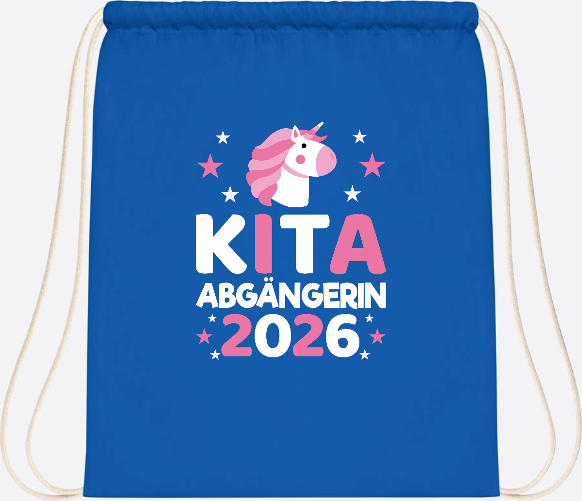 Turnbeutel Einhorn Kita Abgängerin 2026 – Personalisiert - Sapphire Blue