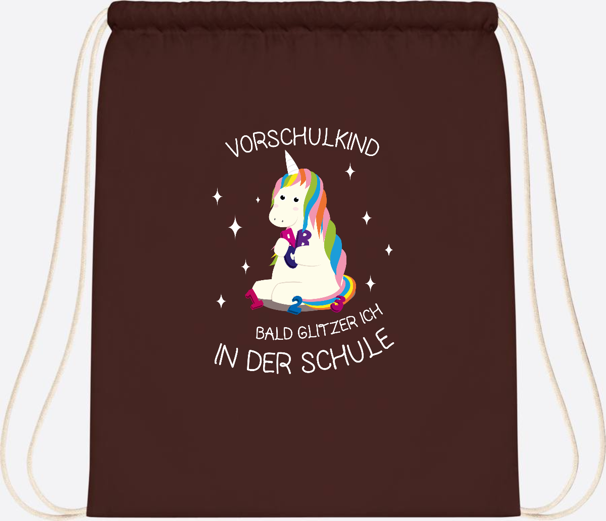 Turnbeutel Einhorn Vorschulkind – Personalisiert mit Namen - Chocolate