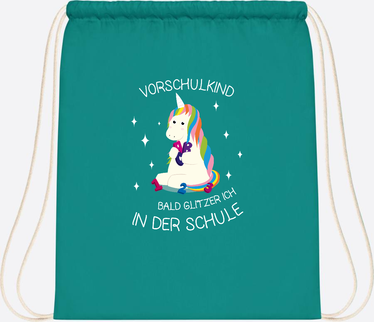 Turnbeutel Einhorn Vorschulkind – Personalisiert mit Namen - Emerald