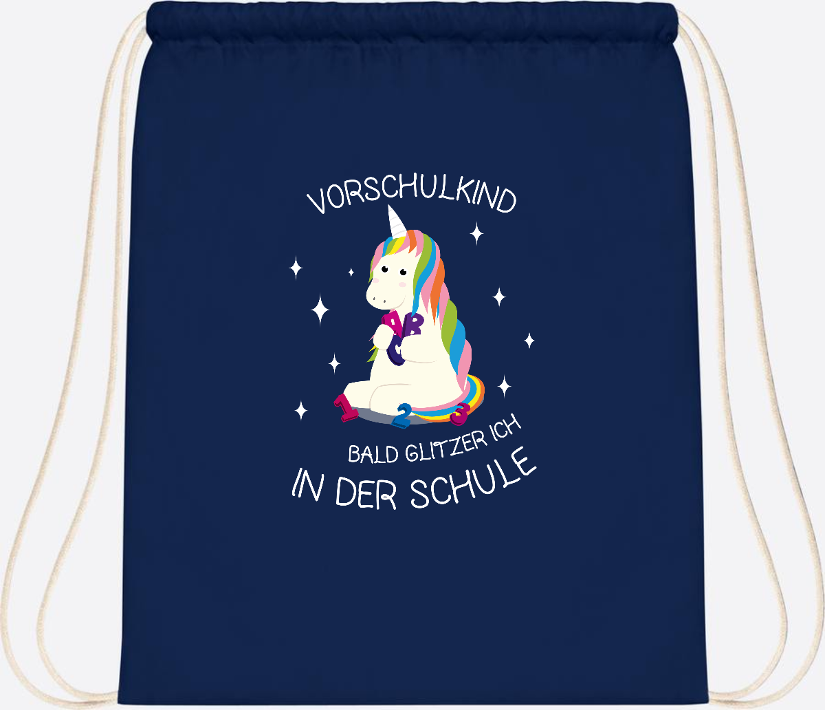 Turnbeutel Einhorn Vorschulkind – Personalisiert mit Namen - French Navy