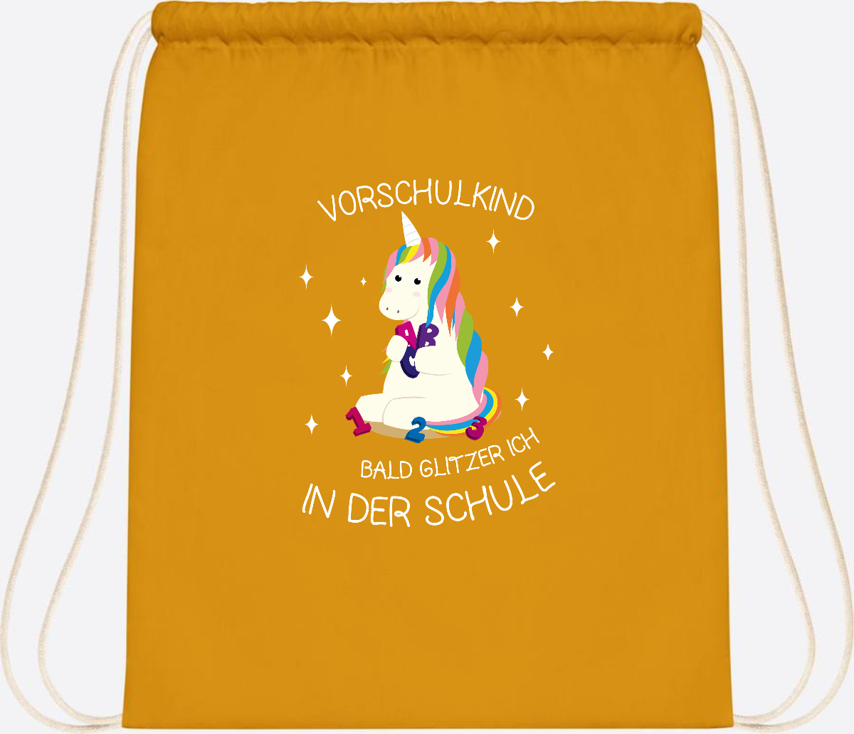 Turnbeutel Einhorn Vorschulkind – Personalisiert mit Namen - Mustard