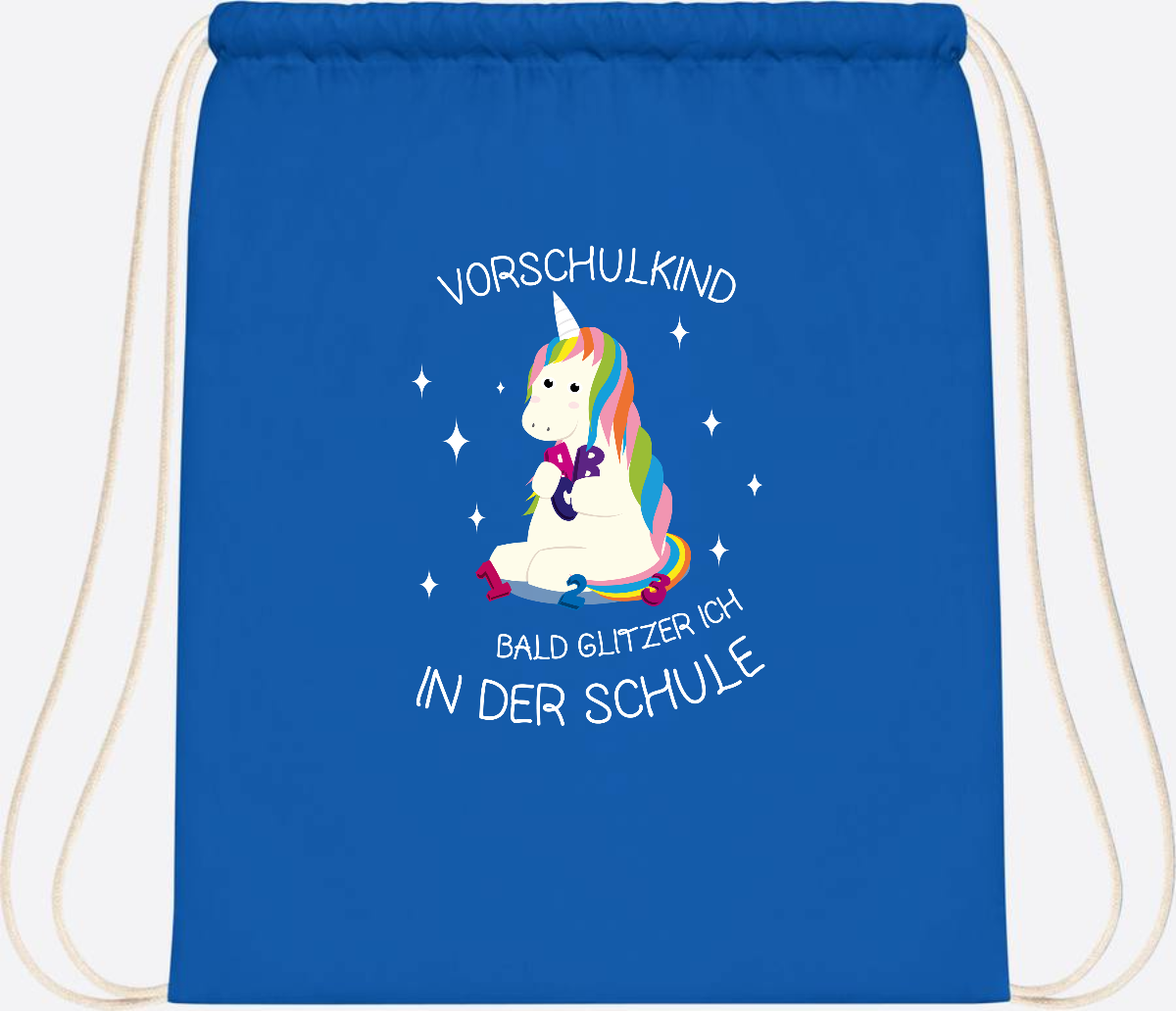 Turnbeutel Einhorn Vorschulkind – Personalisiert mit Namen - Sapphire Blue