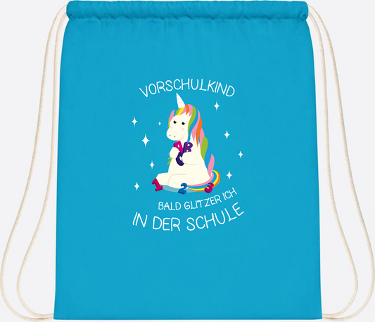 Turnbeutel Einhorn Vorschulkind – Personalisiert mit Namen - Surf Blue