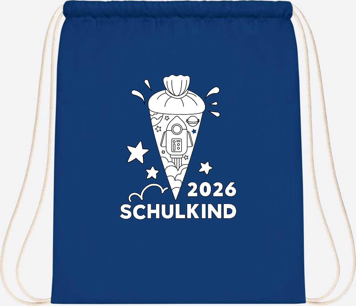 Turnbeutel Einschulung 2025 – Rakete zum Ausmalen mit Name - Bright Royal
