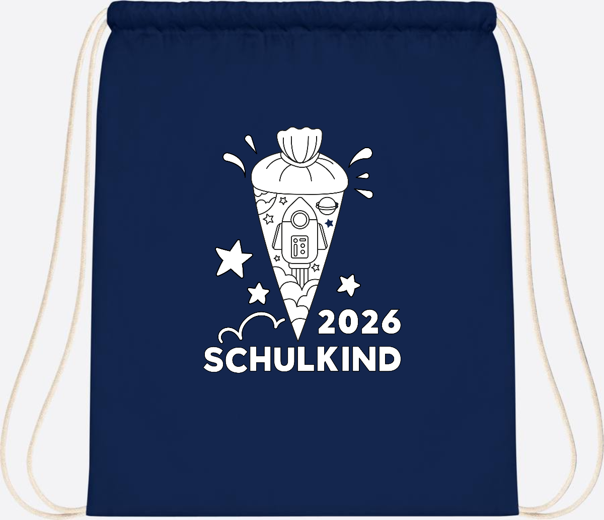 Turnbeutel Einschulung 2025 – Rakete zum Ausmalen mit Name - French Navy