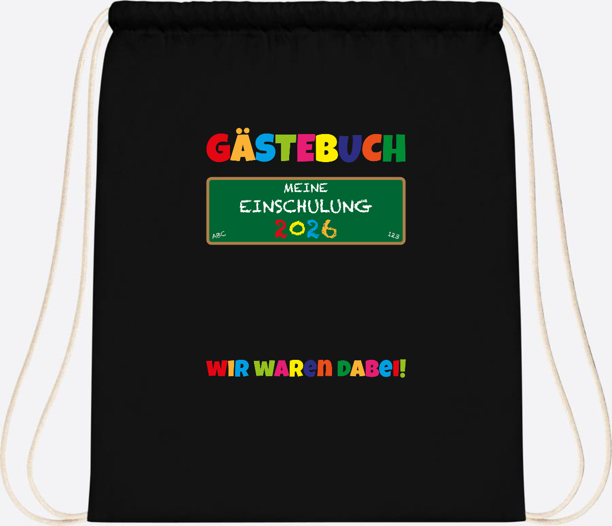 Turnbeutel Einschulung 2026 – Geschenk für Schulkinder - Black
