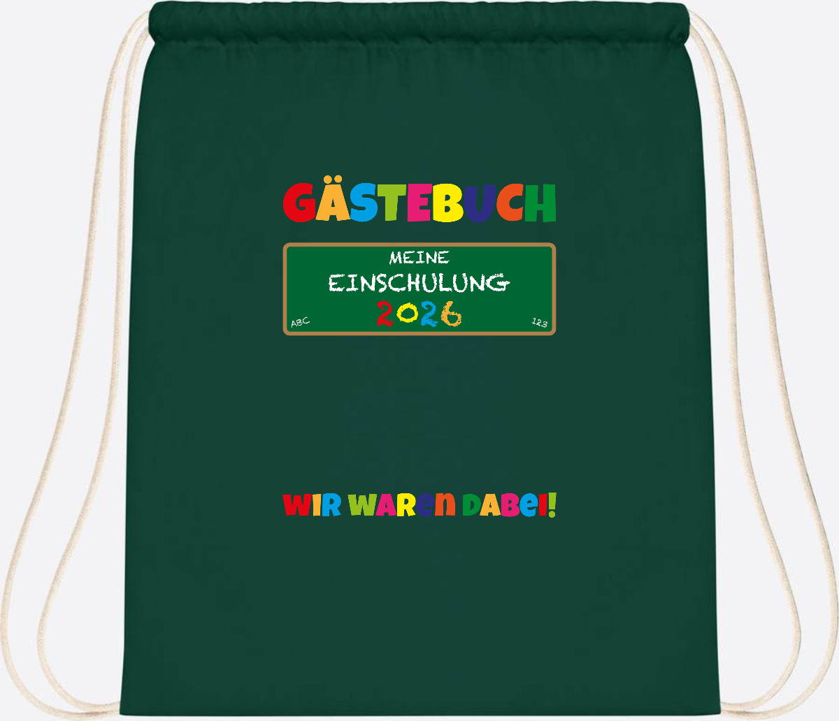Turnbeutel Einschulung 2026 – Geschenk für Schulkinder - Bottle Green