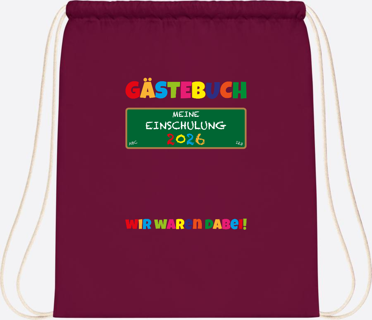 Turnbeutel Einschulung 2026 – Geschenk für Schulkinder - Burgundy