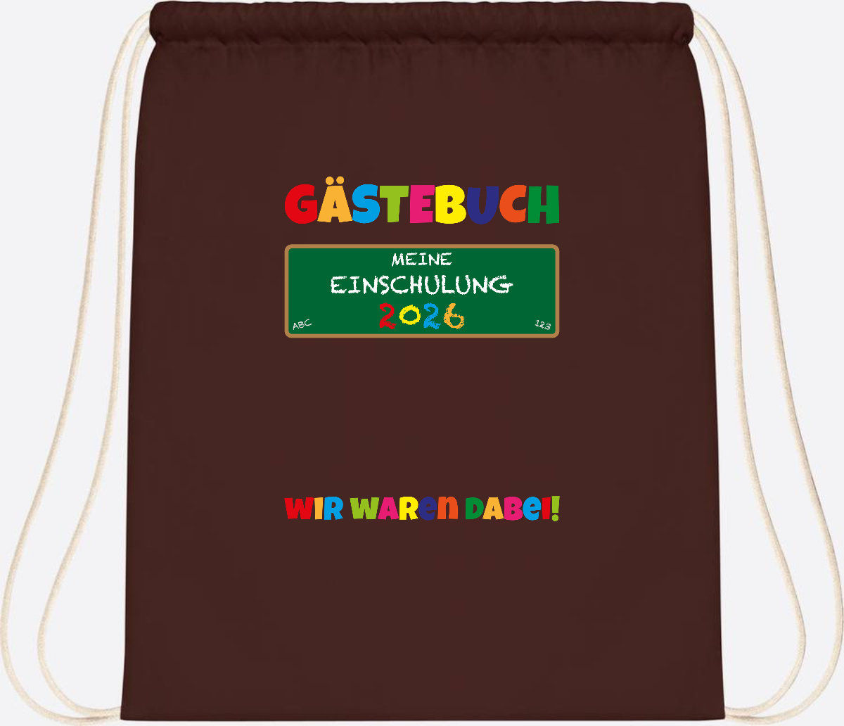 Turnbeutel Einschulung 2026 – Geschenk für Schulkinder - Chocolate