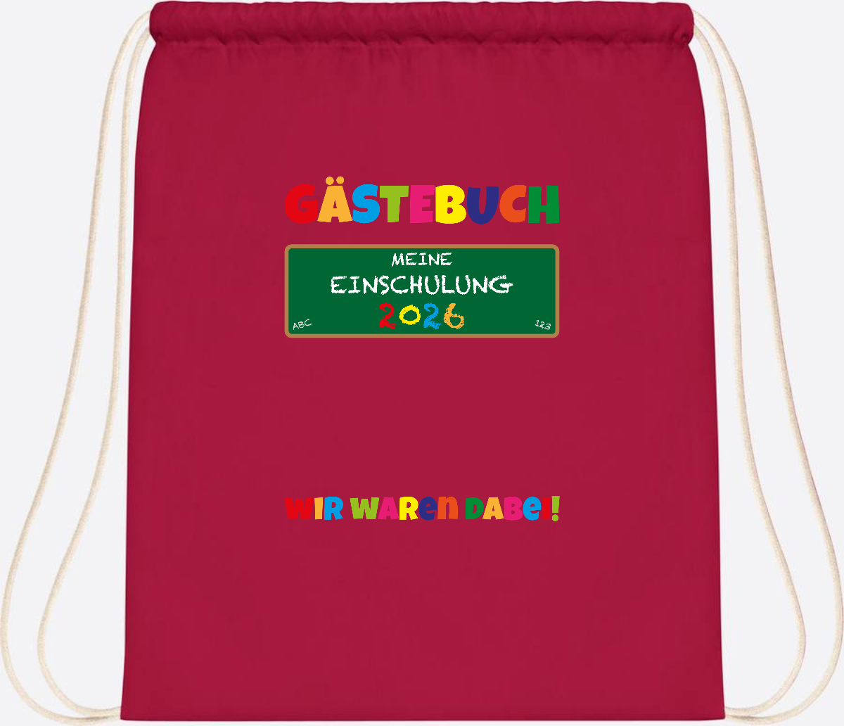 Turnbeutel Einschulung 2026 – Geschenk für Schulkinder - Classic Red