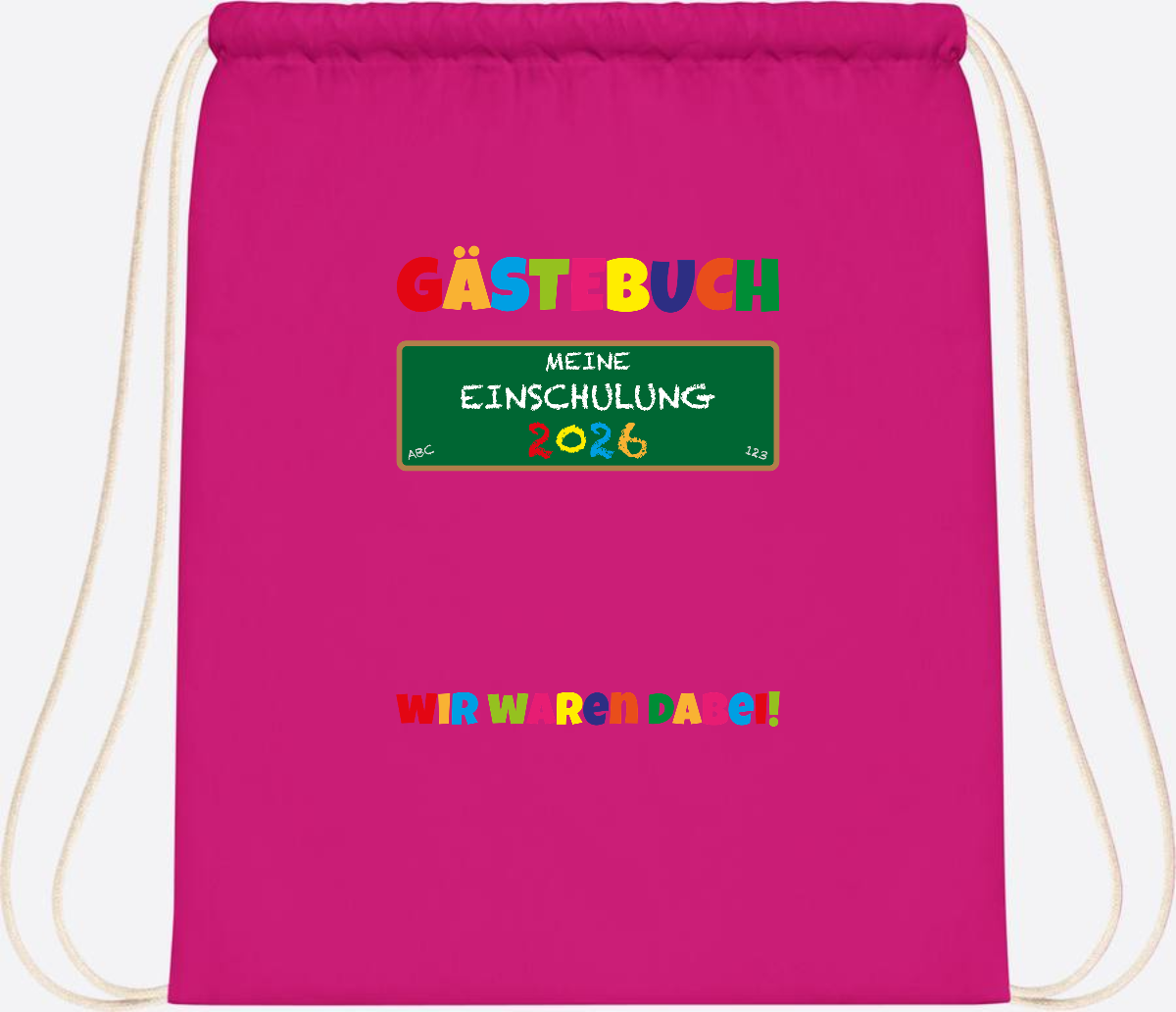 Turnbeutel Einschulung 2026 – Geschenk für Schulkinder - Fuchsia