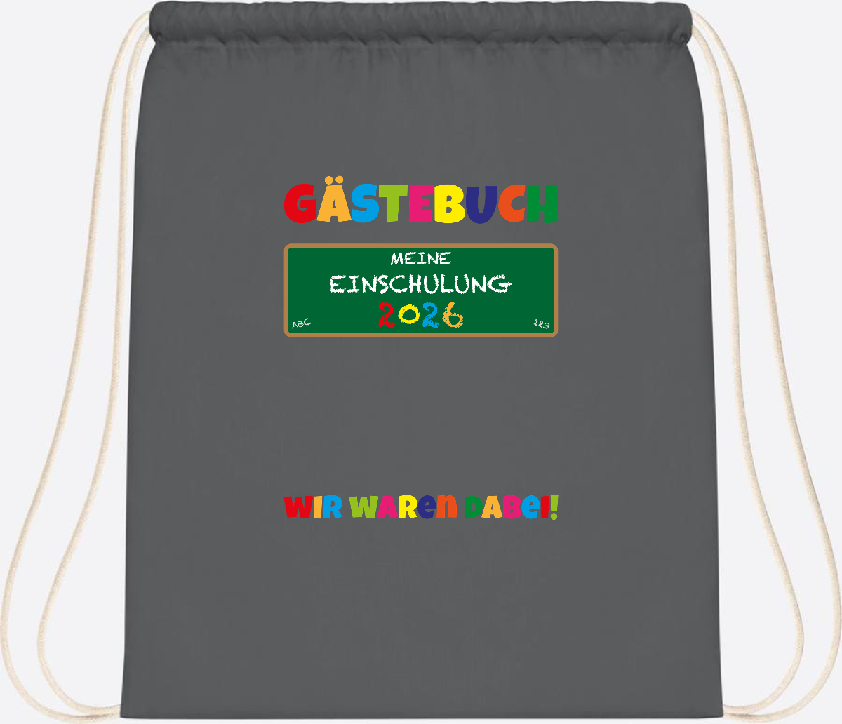 Turnbeutel Einschulung 2026 – Geschenk für Schulkinder - Graphite Grey