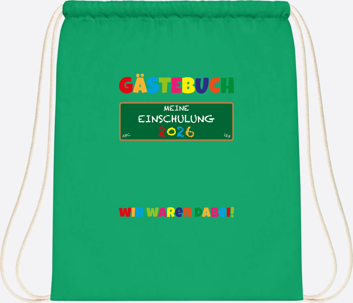 Turnbeutel Einschulung 2026 – Geschenk für Schulkinder - Kelly Green