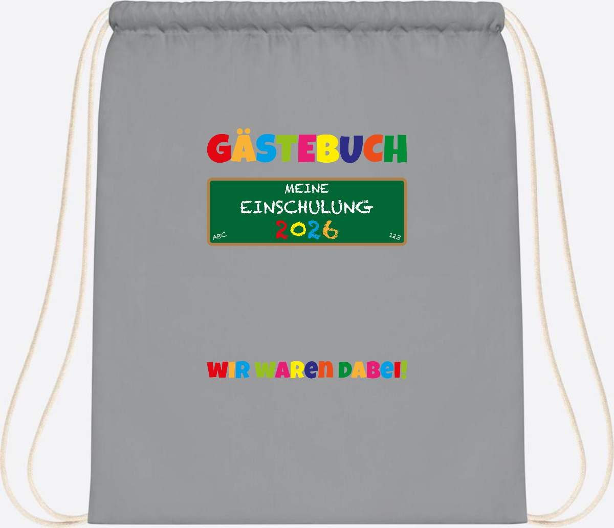 Turnbeutel Einschulung 2026 – Geschenk für Schulkinder - Light Grey