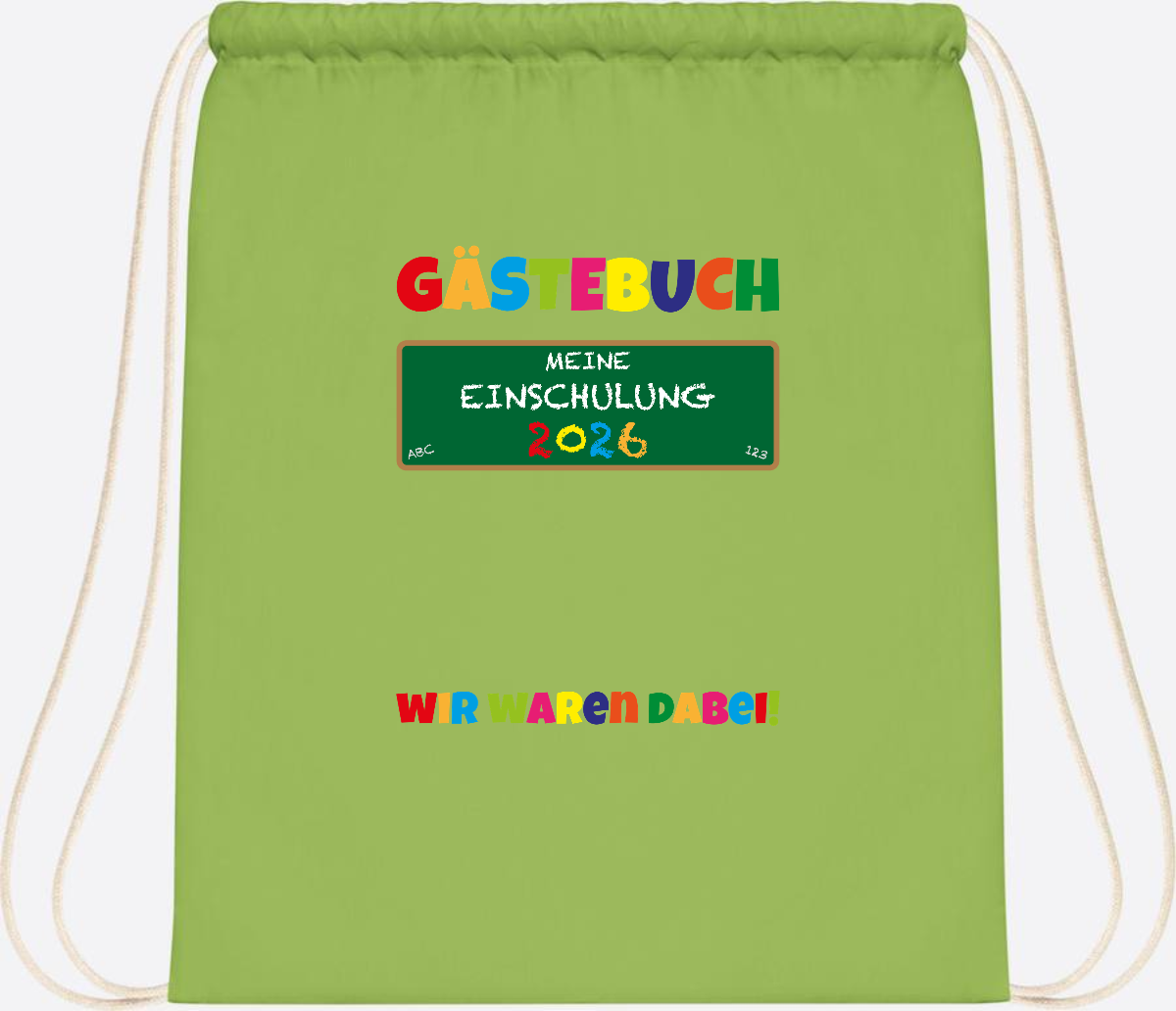 Turnbeutel Einschulung 2026 – Geschenk für Schulkinder - Lime Green
