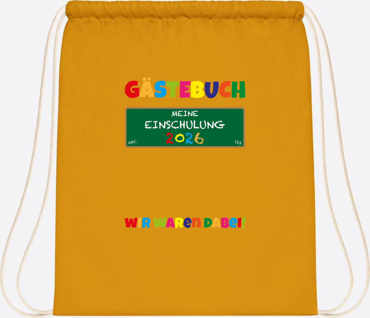 Turnbeutel Einschulung 2026 – Geschenk für Schulkinder - Mustard
