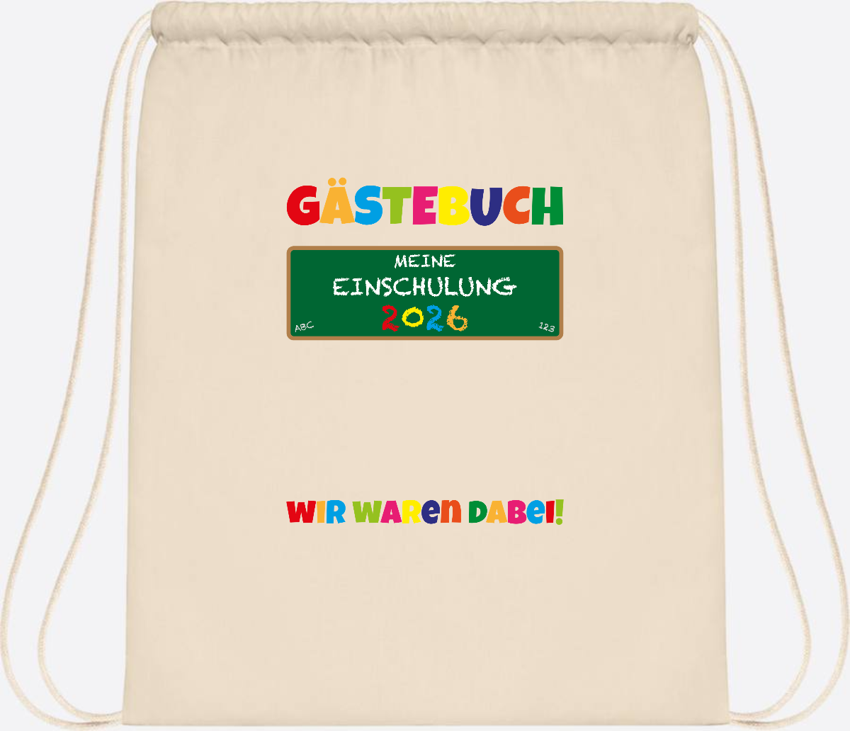 Turnbeutel Einschulung 2026 – Geschenk für Schulkinder - Natural