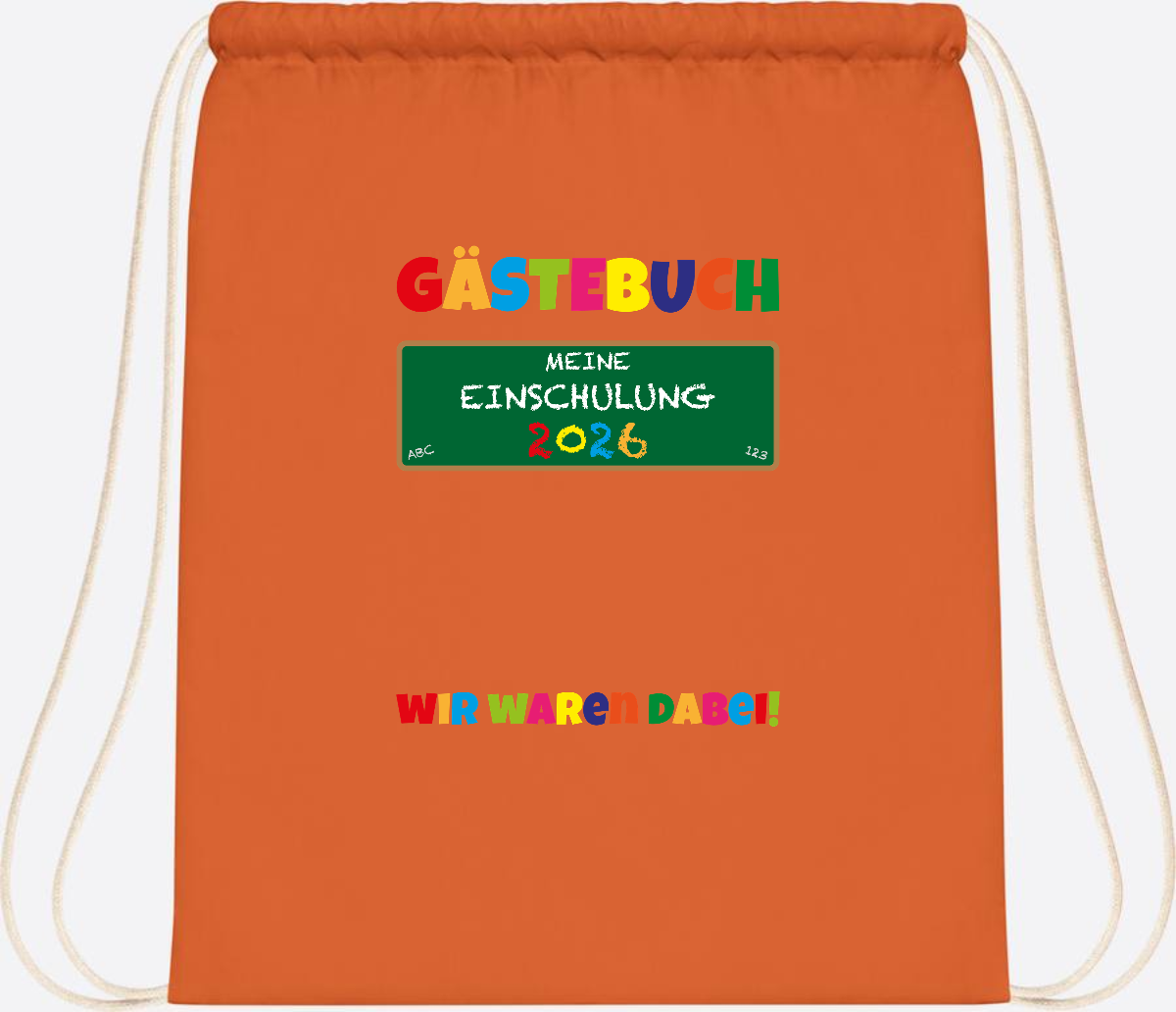 Turnbeutel Einschulung 2026 – Geschenk für Schulkinder - Orange