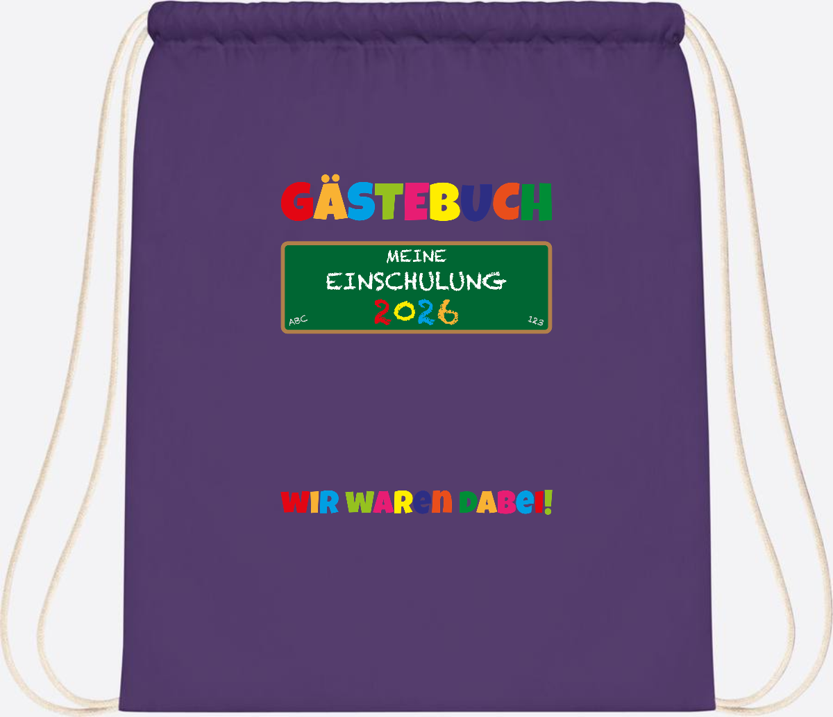 Turnbeutel Einschulung 2026 – Geschenk für Schulkinder - Purple