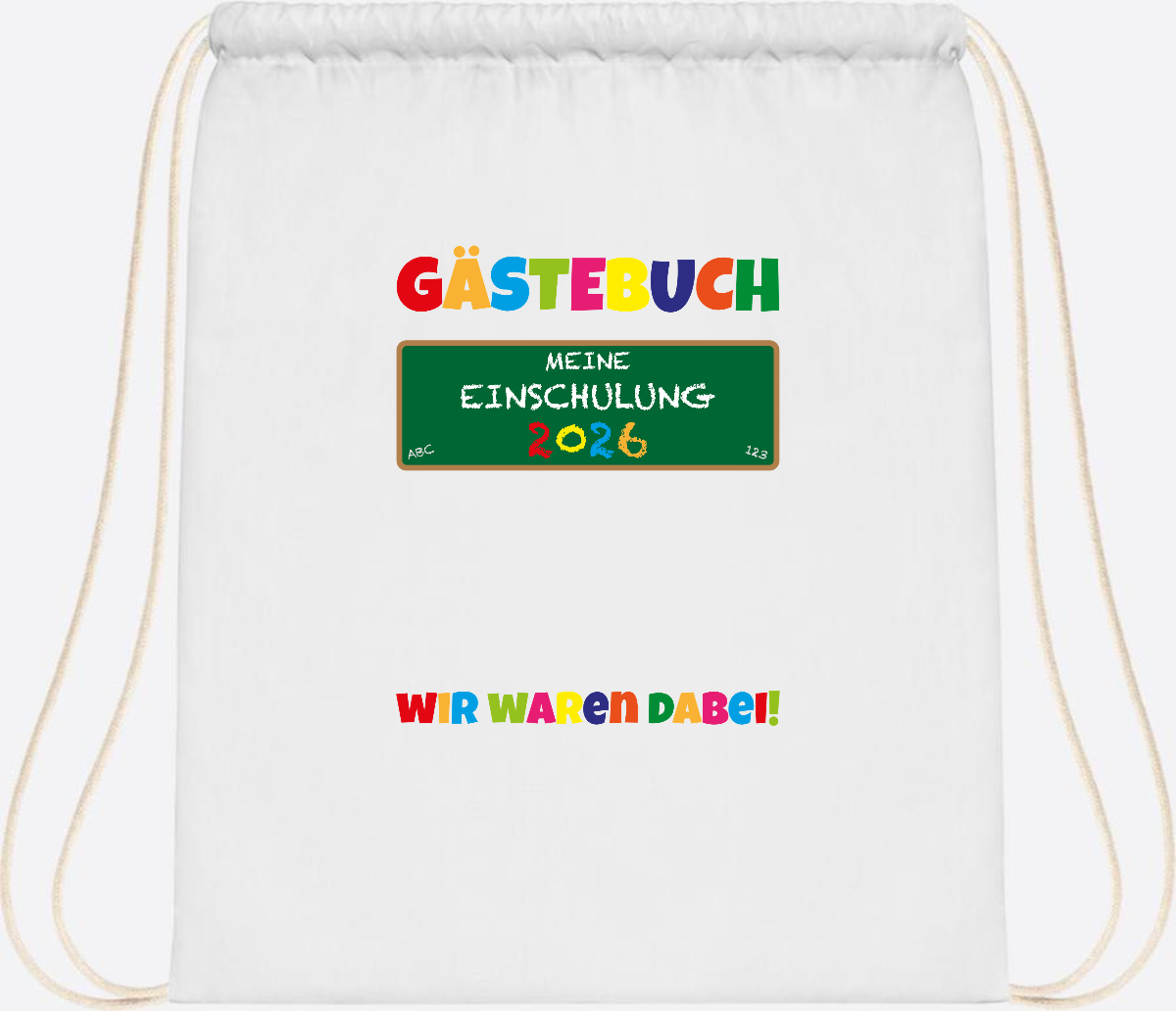Turnbeutel Einschulung 2026 – Geschenk für Schulkinder - White