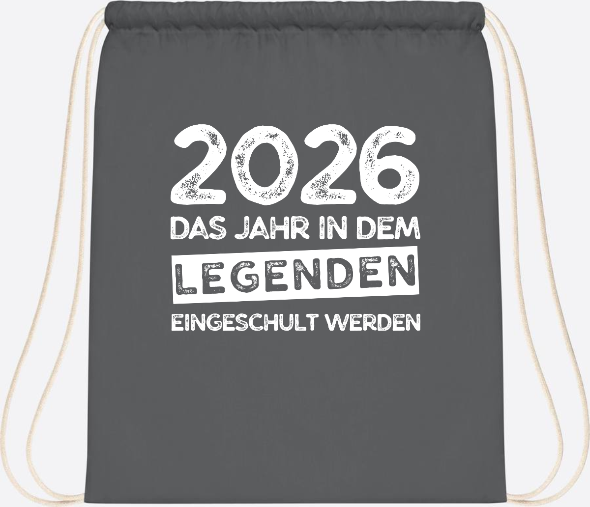 Turnbeutel Einschulung 2026: Legenden werden eingeschult - Graphite Grey