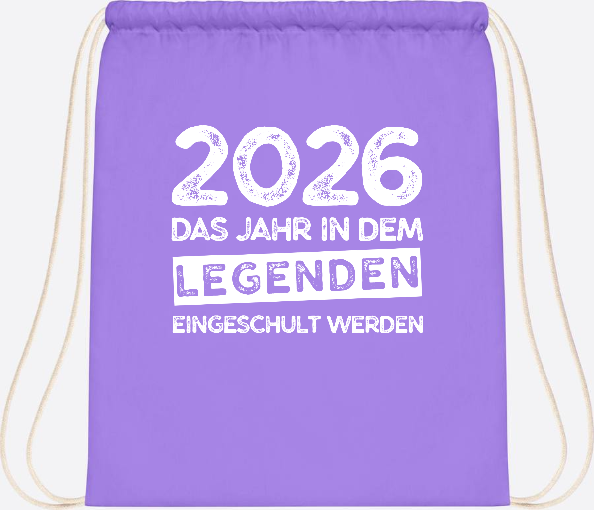 Turnbeutel Einschulung 2026: Legenden werden eingeschult - Lavender/White