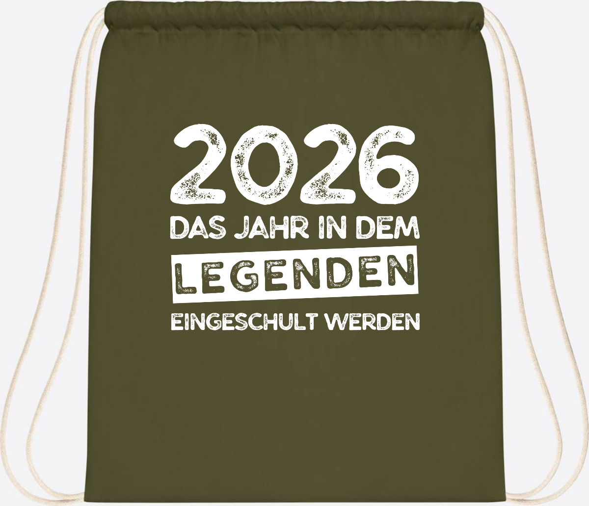 Turnbeutel Einschulung 2026: Legenden werden eingeschult - Olive Green