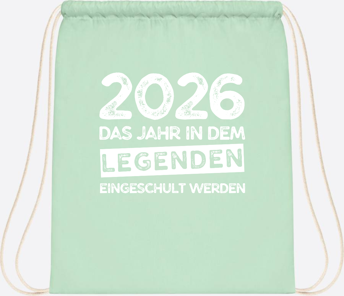 Turnbeutel Einschulung 2026: Legenden werden eingeschult - Pastel Mint/White