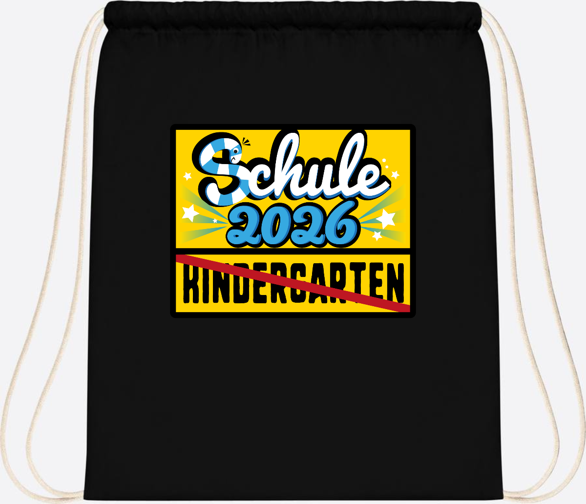 Turnbeutel Einschulung 2026 – Ortsschild mit Wunschname - Black
