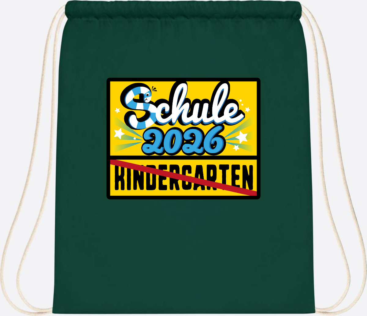 Turnbeutel Einschulung 2026 – Ortsschild mit Wunschname - Bottle Green
