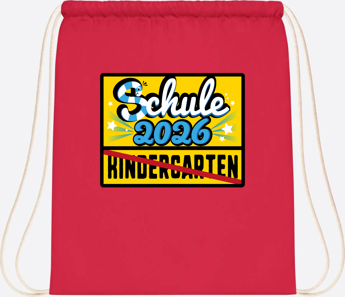 Turnbeutel Einschulung 2026 – Ortsschild mit Wunschname - Bright Red