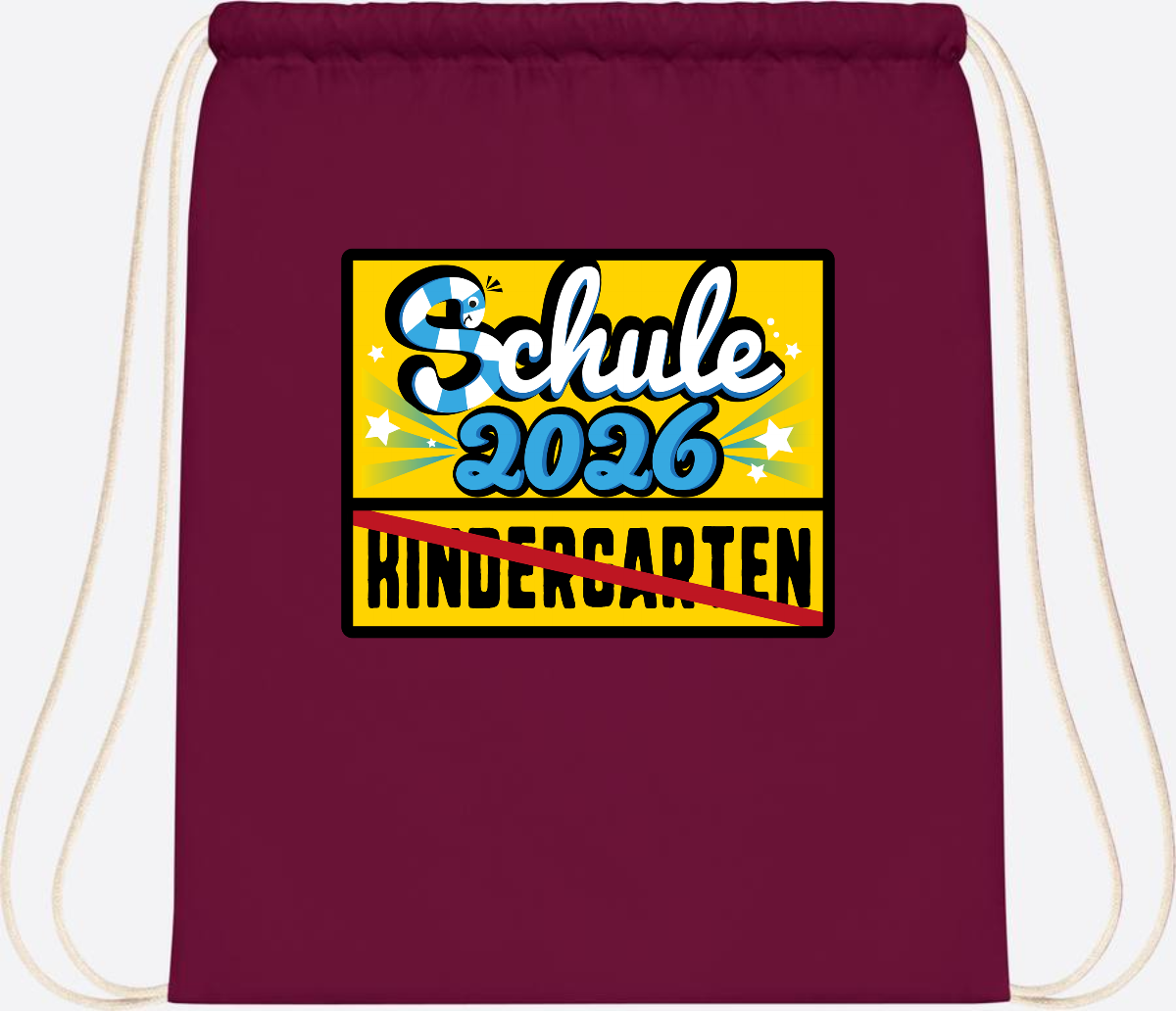 Turnbeutel Einschulung 2026 – Ortsschild mit Wunschname - Burgundy