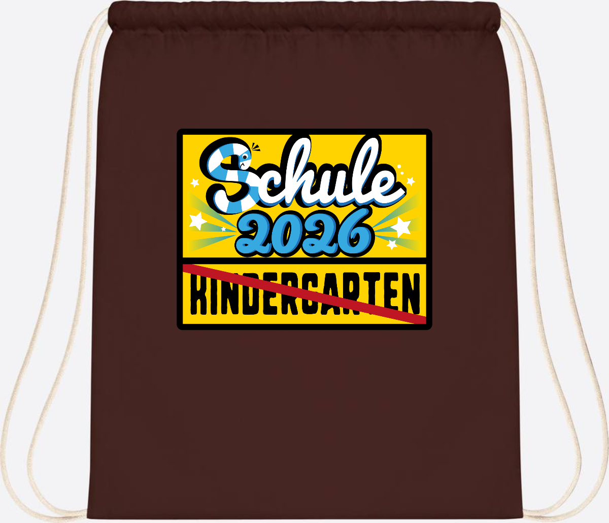 Turnbeutel Einschulung 2026 – Ortsschild mit Wunschname - Chocolate