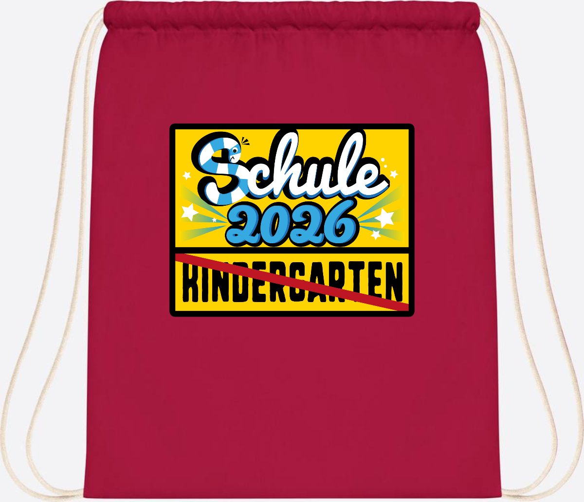 Turnbeutel Einschulung 2026 – Ortsschild mit Wunschname - Classic Red
