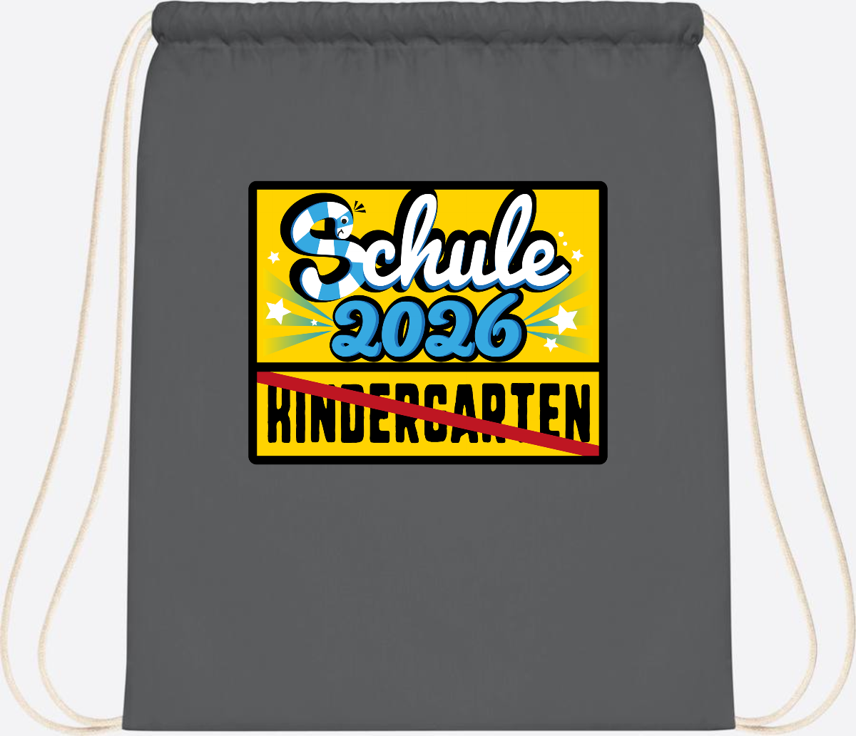 Turnbeutel Einschulung 2026 – Ortsschild mit Wunschname - Graphite Grey