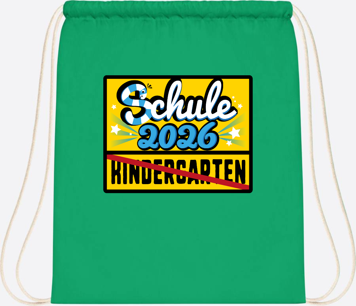 Turnbeutel Einschulung 2026 – Ortsschild mit Wunschname - Kelly Green