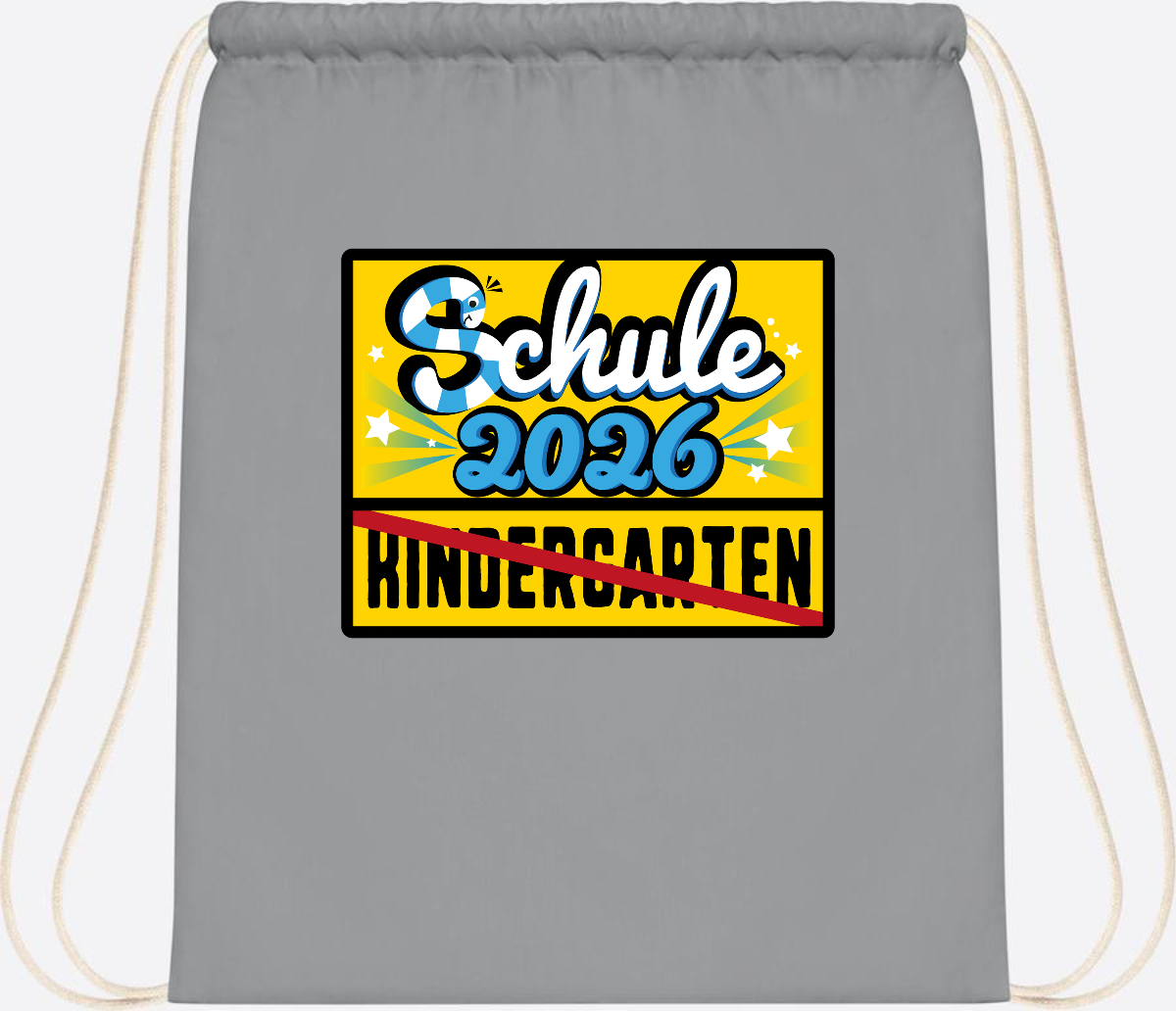 Turnbeutel Einschulung 2026 – Ortsschild mit Wunschname - Light Grey